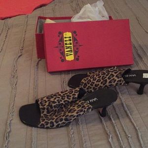 Never worn Kitten Heel Animal Print Mules